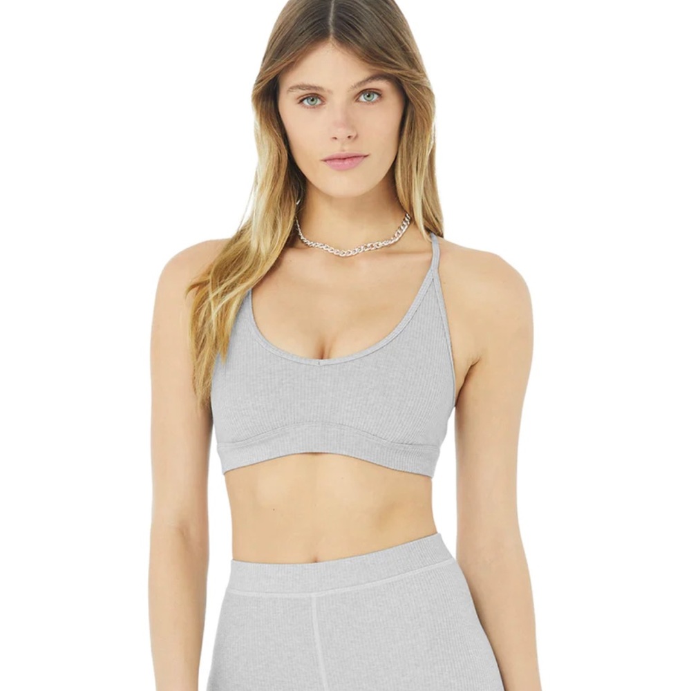 Alo heather grey Ribbed Blissful Bra